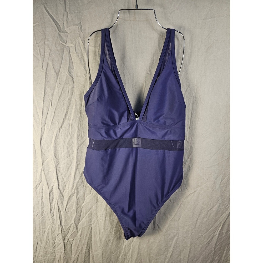 Cupshe Womens Purple Mesh Plunge One Piece Swimsuit 1X CGA12E2C008UU New